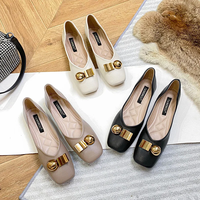 

2025 Autumn New Women's Shoes Soft-soled Flats French Shallow Mouth Women's Single Shoes