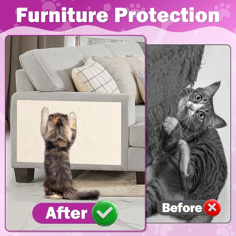 196.8x15.8 Cat Wall Scratcher Mat with Nano Tape,Anti Cats Scratch Furniture Couch Carpet