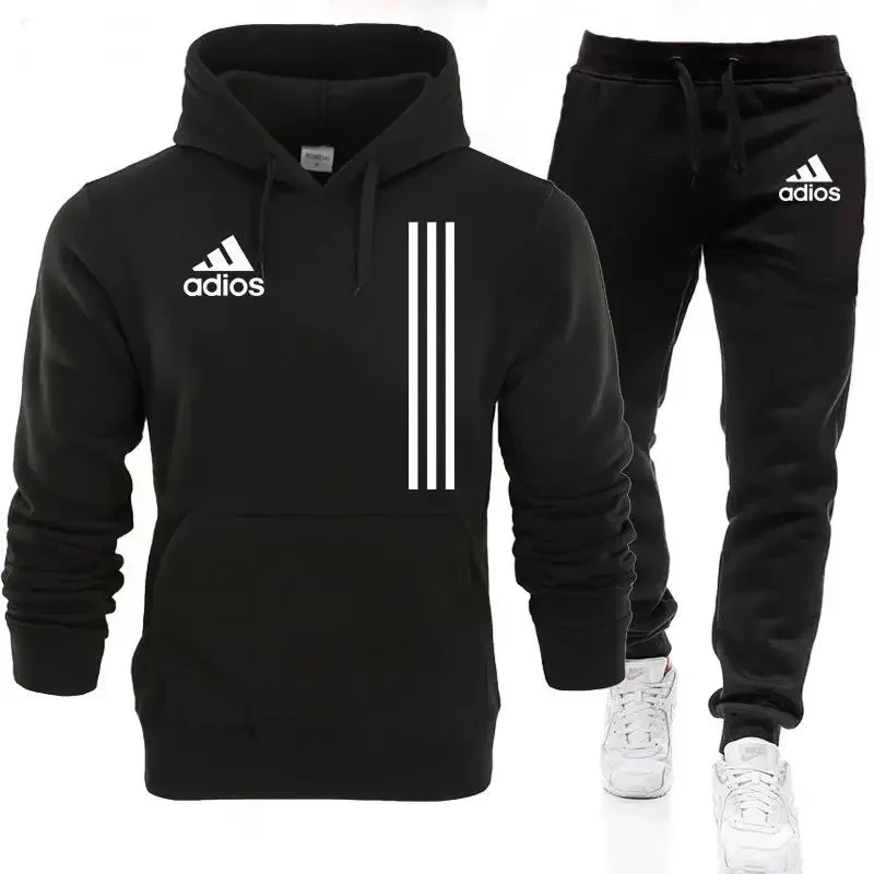 2024 spring and autumn new men\'s and women\'s clothing hoodie hoodie + trousers two sets of outdoor jogging fitness clothing