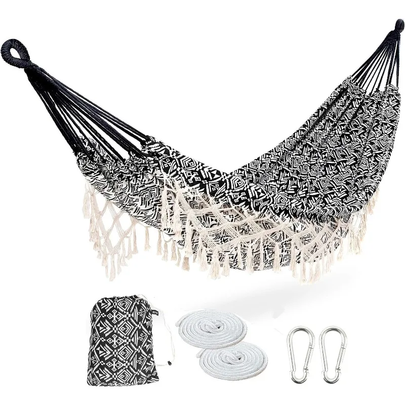 Portable Hammock with Tassel,2 Person,Brazilian Tree Hammocks with Carry Bag for Bedroom,Garden