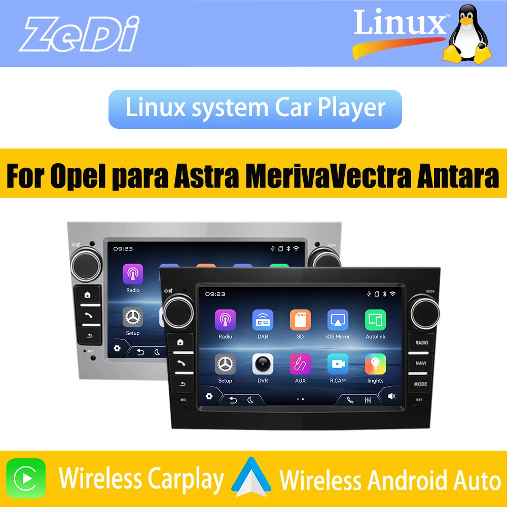 Para Opel Astra Meriva Vectra Antara Zafira 2026 Novo Sistema Linux Wireless CarPlay FM Música Vídeo Multimídia Players Câmeras