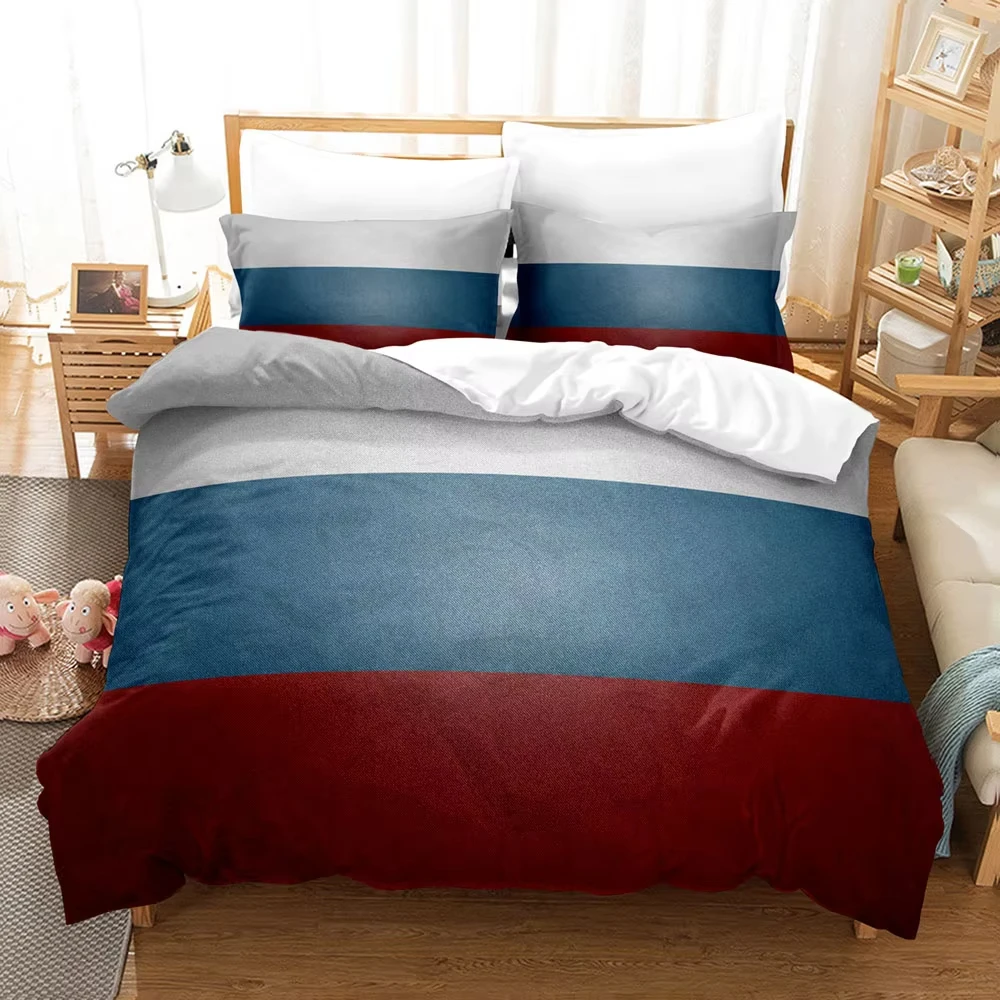 New 3D Print Russian Flag Duvet Cover Teen Bedroom Single Double Queen King Size Duvet Cover Bedding Set Quilt Cover Pillowcase