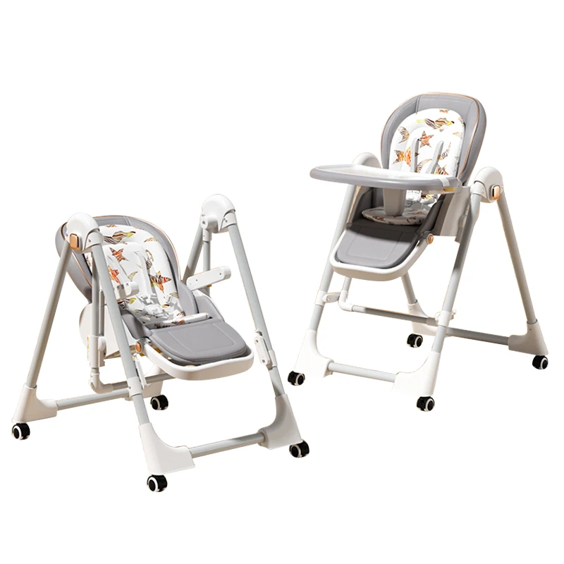 

Adjustable Height High Chair for Baby Feeding Comfortable Plastic Dining Chair with Wheels Foldable Design