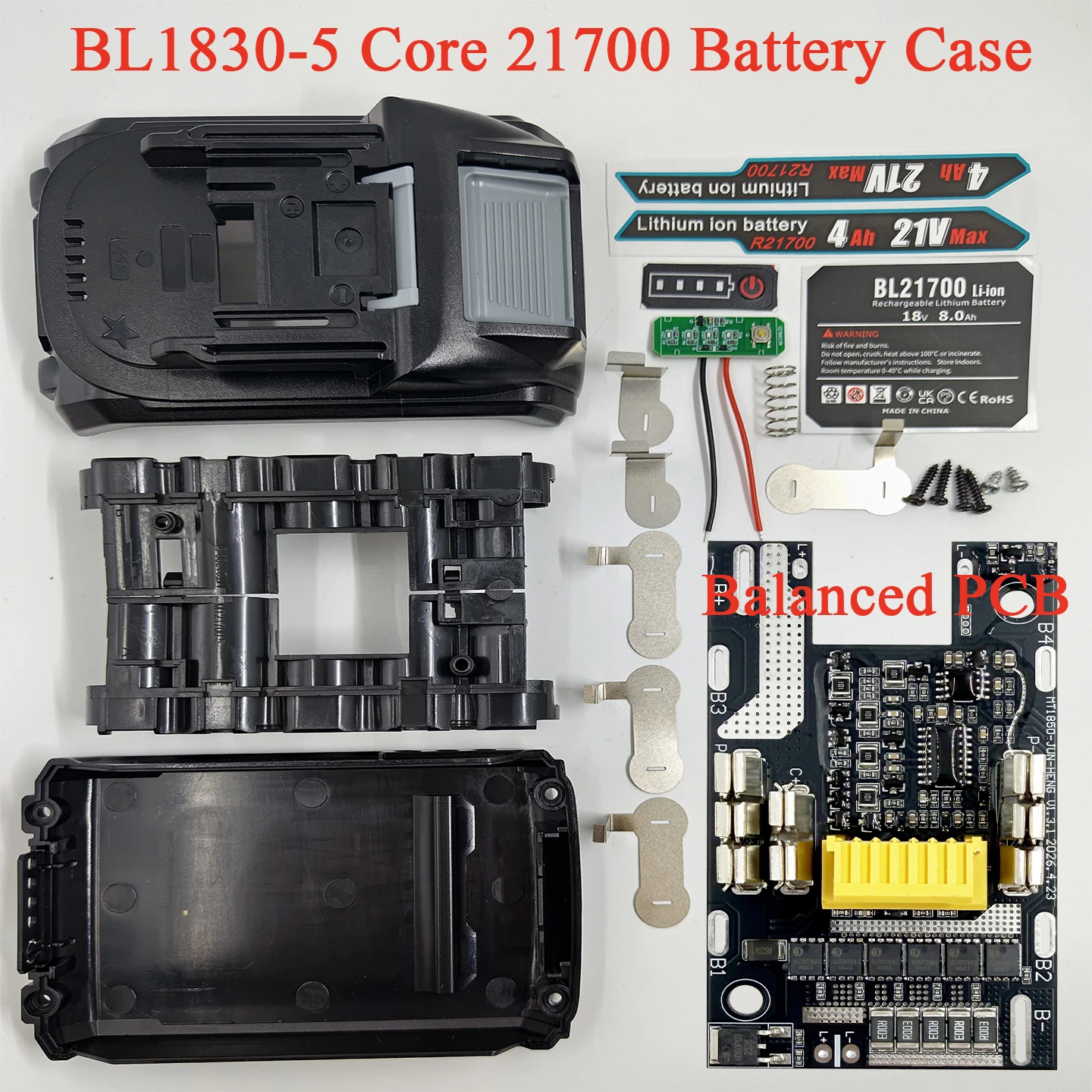 Power Tool Parts for Makita 18V 5*21700 Lithium Battery Case Charging Protection Circuit Board Balanced PCB BMS Box Housings