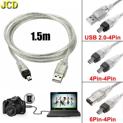 JCD For 1394 Firewire USB 4P 6P to 4Pin IEEE 1394 Connection Wire For Camcorder MINI DV HDV 1394 Camera Video Capture Data Cable