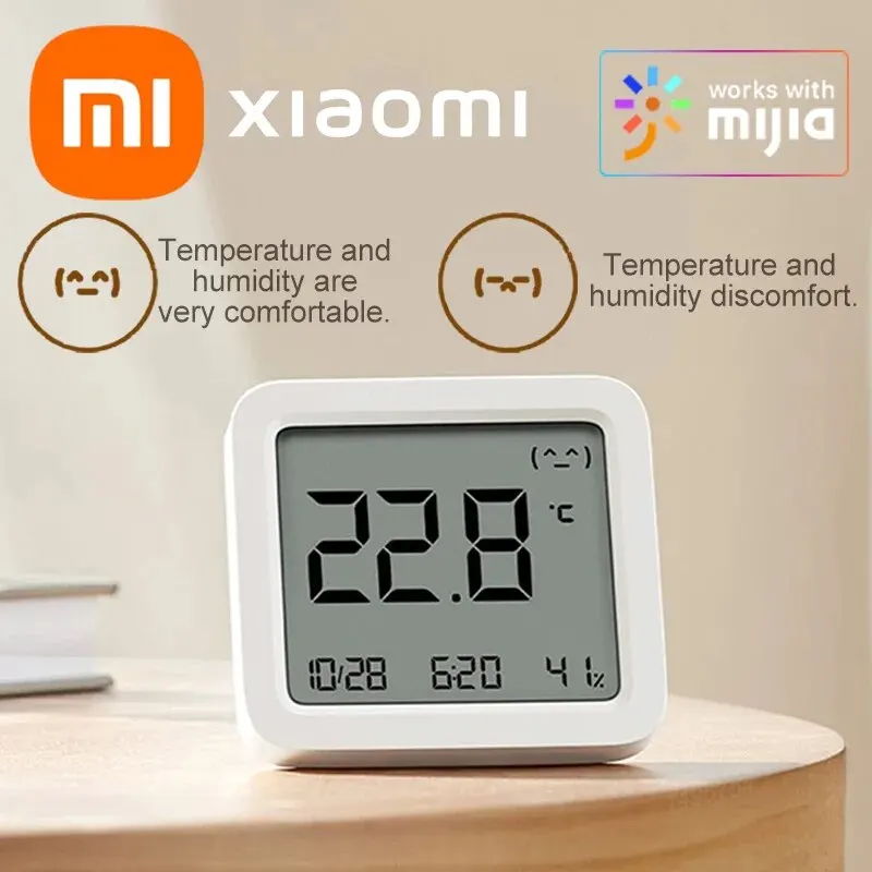 XIAOMI-Mijia Sensor Inteligente de Temperatura e Umidade, 3 Termômetro Elétrico, Higrômetro Digital, Medidor com Aplicativo Mijia, Original