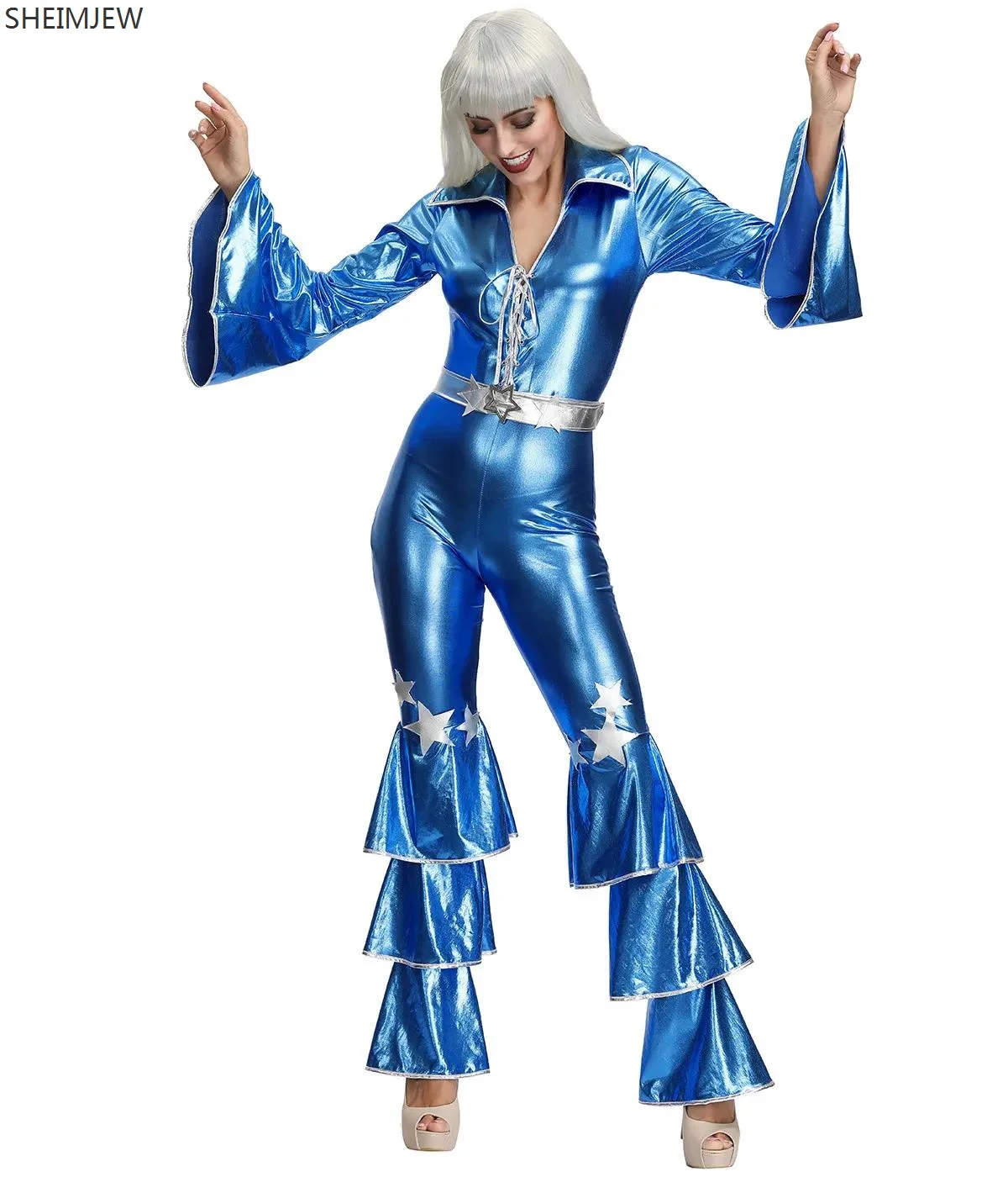 

Dancer Singer Performance Jumpsuit Adult Retro 60s 70s Hippie Disco Costume Cosplay Women Carnival Nightclub Party Stage Suit