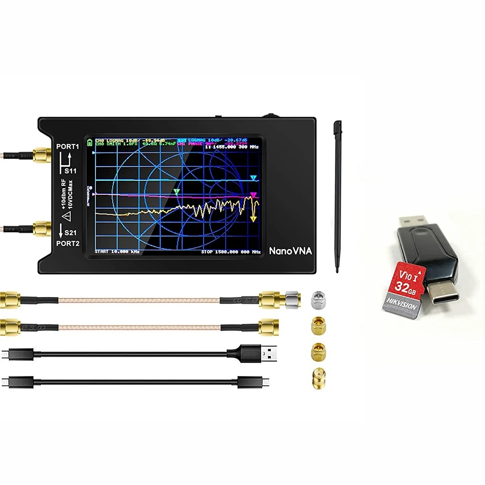 NanoVNA-H4 V4.3 Vector Network Analyzer 10KHz-1.5GHz& NanoVNA USB C & USB 3.0 OTG Card Reader with 32GB Card