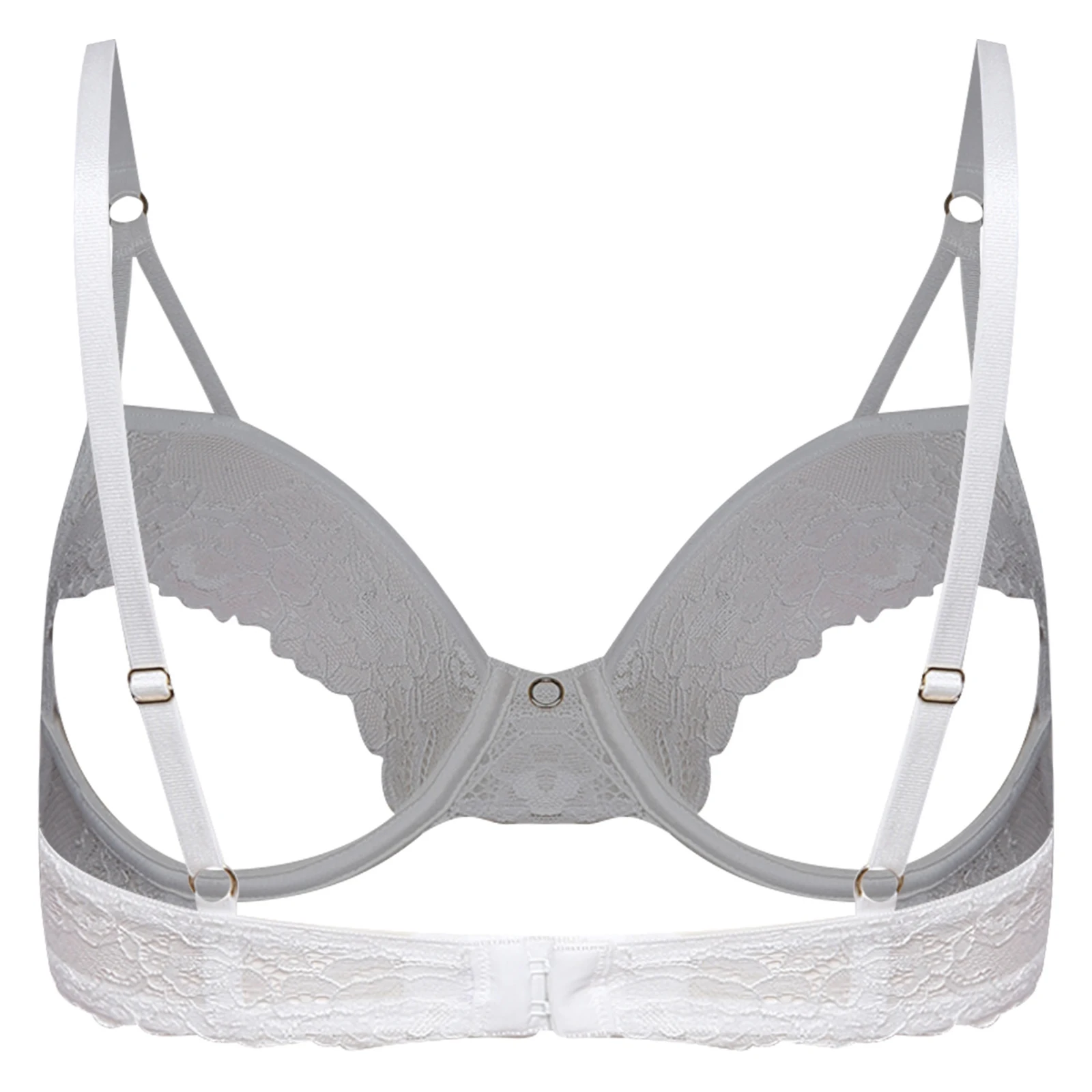 Women Sexy Hollow Out Bra Soft Sheer Lace Push-up Underwire Open Cut Exposed Nipples Brassiere Wire-free Lingerie Top Nightwear - view 2