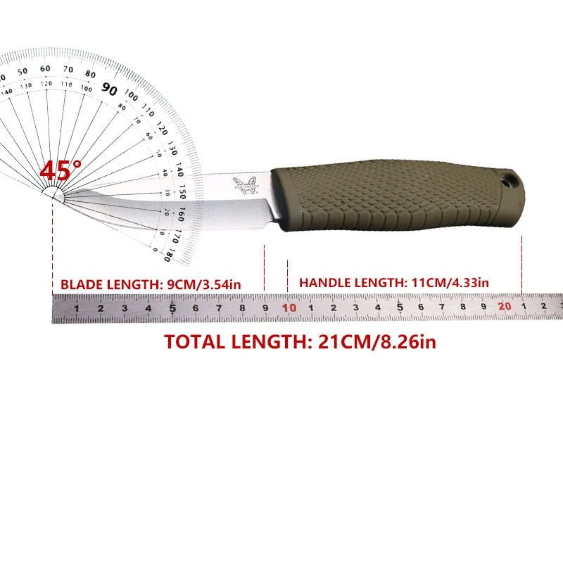 The straight blade CPM-3V blade, OD green Santoprene handle, black leather sheath is suitable for outdoor household use