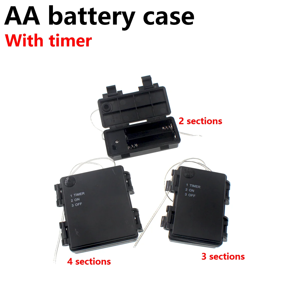 AA 3V No.5 waterproof and dustproof battery cartridge with timing function, 2X 3X 4X 2 3 sections 4 sections AA battery holde