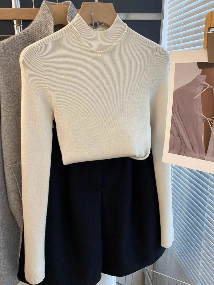 Koreanischer Sle Slim Fit Pure Color Simple Ele Base IRT 2025 Neuer Lazy Sle Top Damen Faion Strickpullover