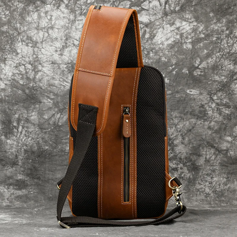 Imagem -03 - Luufan Bolsa de Peito Masculina de Couro Genuíno Bolsa de Ombro Mensageiro Bolsa de Viagem Dia Tablet Design Bolsa Crossbody de Verão