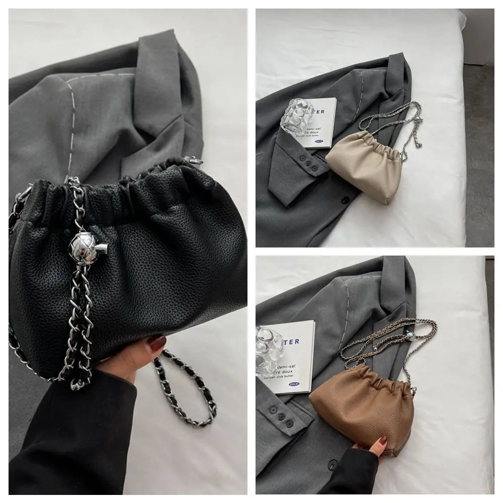 Gold Ball Chain Chain Cloud Fold Bag Popular Messenger bag Pu Leather Crossbody Bag Handbag Bucket Bag Outdoor