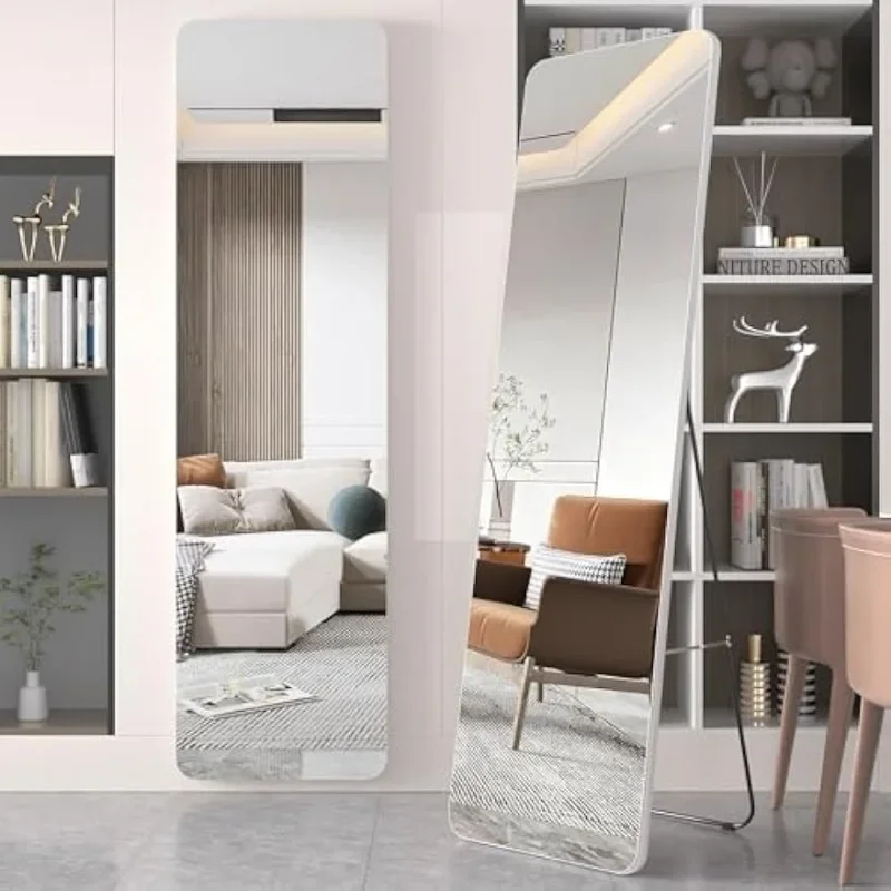 

Напольное зеркало в полный рост, 56 x 16 дюймов, свободное стоящее или наклонное настенное зеркало, настенное подвесное зеркало,