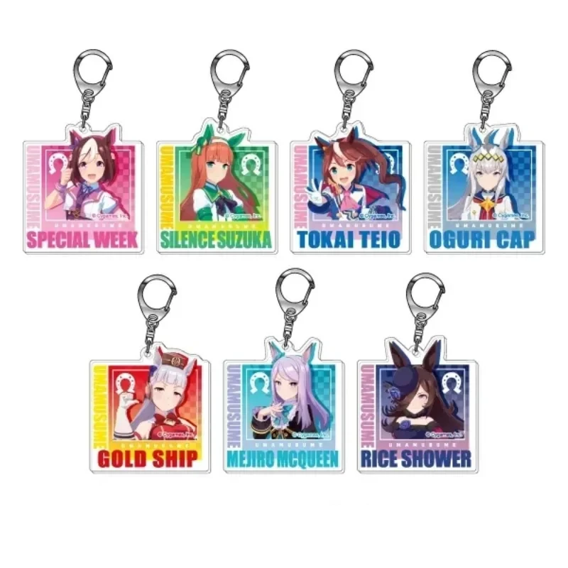 6CM Uma Musume Pretty Derby keychains Acrylic Stand Ornaments Anime Oguri Cap Silence Suzuka Agnes Tachyon Clear Bliss Fans Gift
