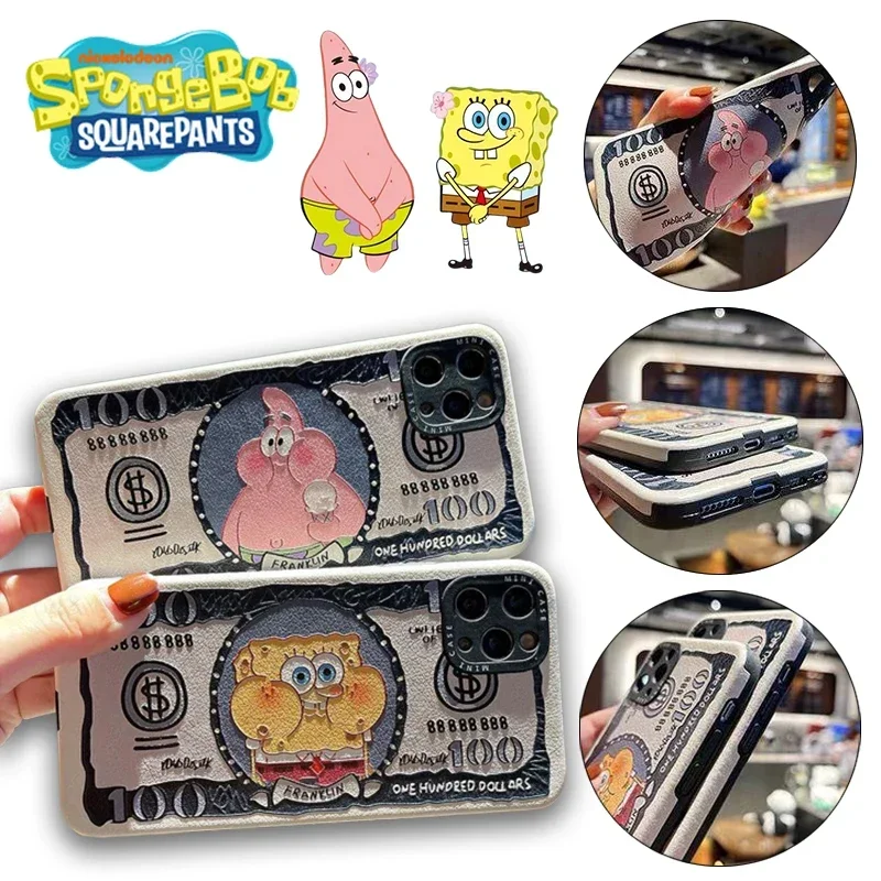 SpongeBob Patrick Relief Sculpture Phone Case for IPhone 14 Plus 13 Pro Max 12 11 X XS XR 7 8 Money Phone Case Anime Cute Case