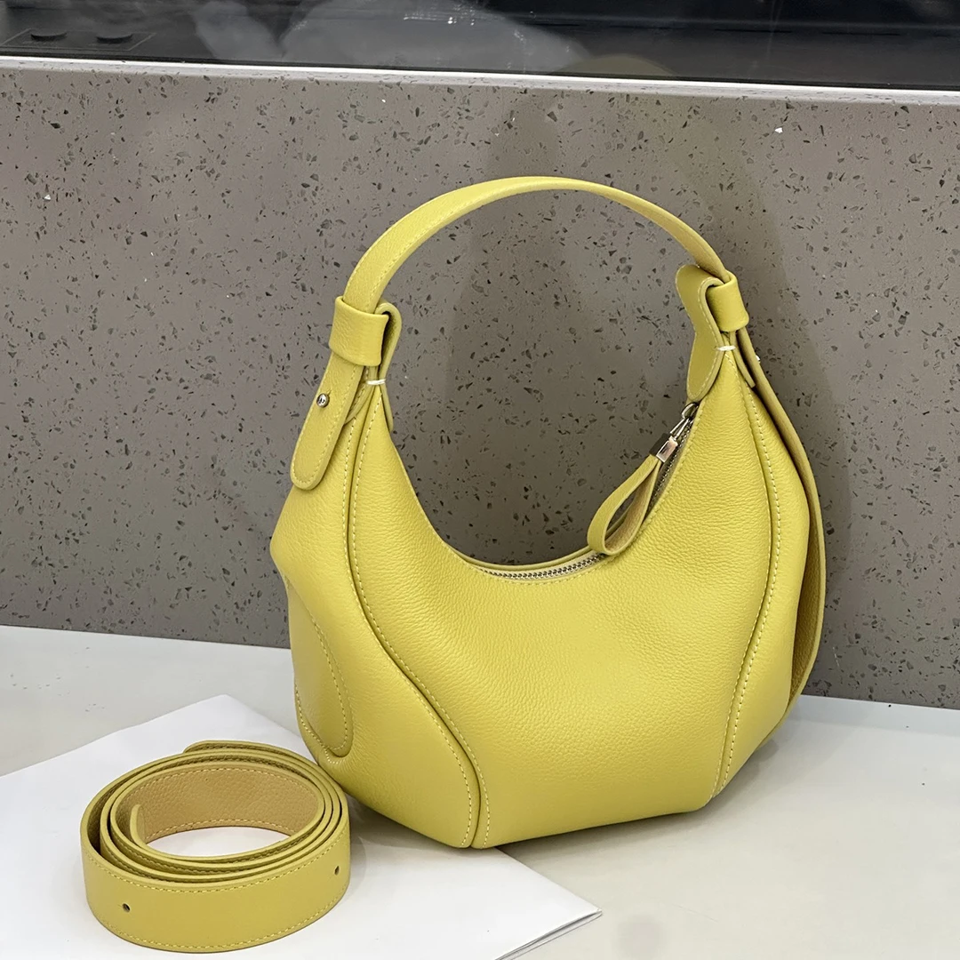 

Mendy Women's Crescent Hobo Bag Luxury Pebbled Real Leather Shoulder Bag Minimalist Niche Design Underarm Crossbody Bag Trend