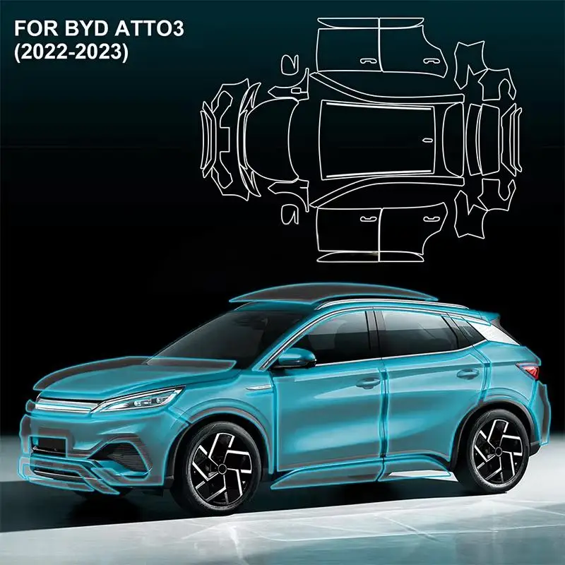 

9Mil TPU Scratch-resistant Car Paint Protection Film For BYD ATTO 3 Plus EV 2022-2023 Car Body Transparent Bra Per-cut PPF Kit