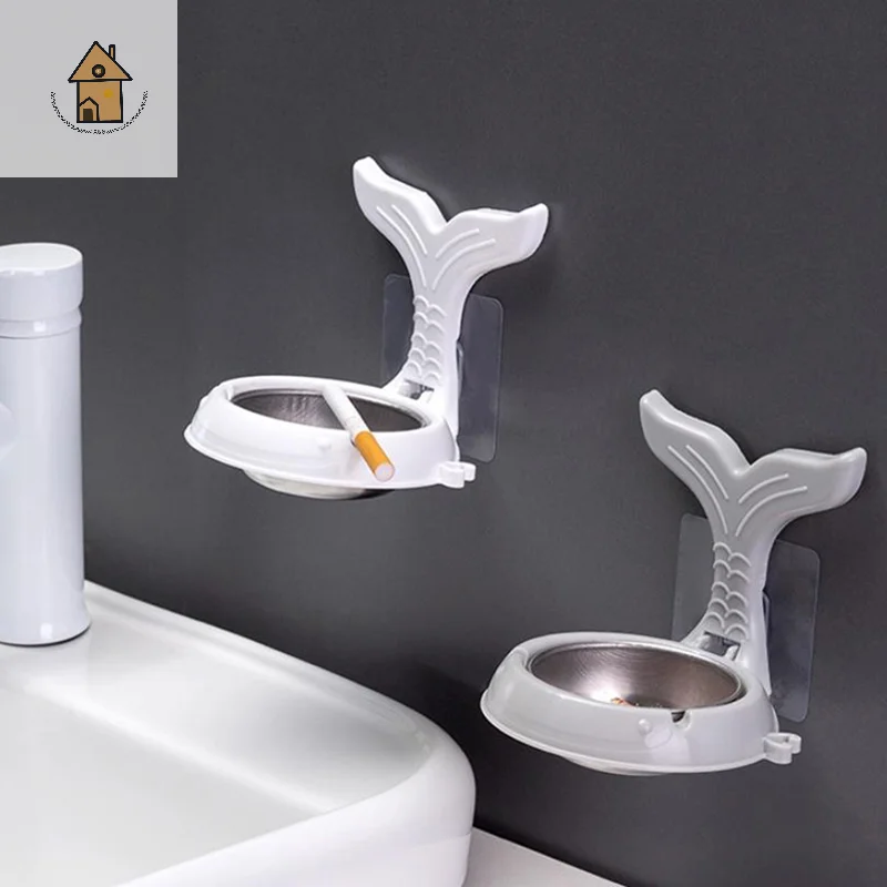 

Windproof Stainless Steel Wall Mounted Ashtray - Minimalist Design For Home, Office, Indoor/Outdoor Use Smokeless Ashtray