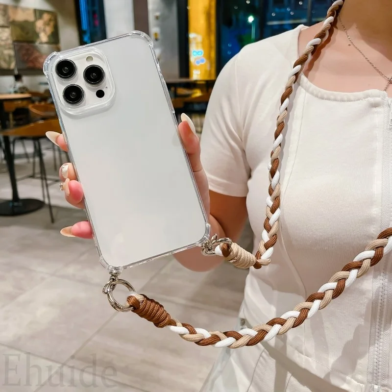 Schutzhülle mit Umhängeband für Google Pixel 11 9 8 Pro 8A 9A 10 XL Google9 Pixel8 Pixel7, Geflochtener Halsriemen, Transparente TPU Weiche Abdeckung – Detail 3