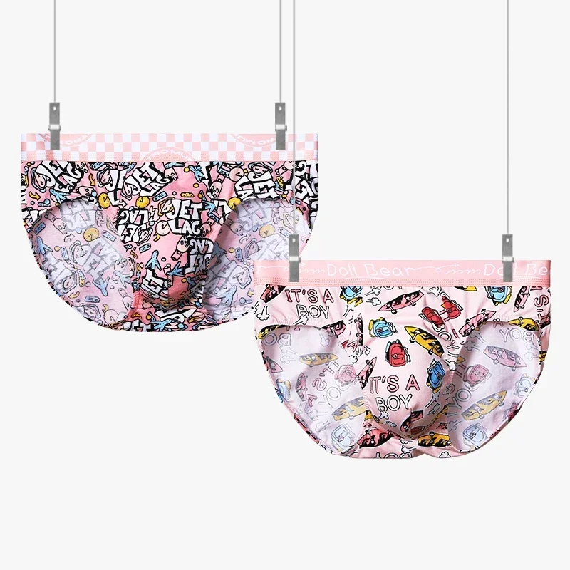 

5PCS Men's pure cotton underwear, antibacterial triangle pants, comfortable and breathable, printed sports shorts