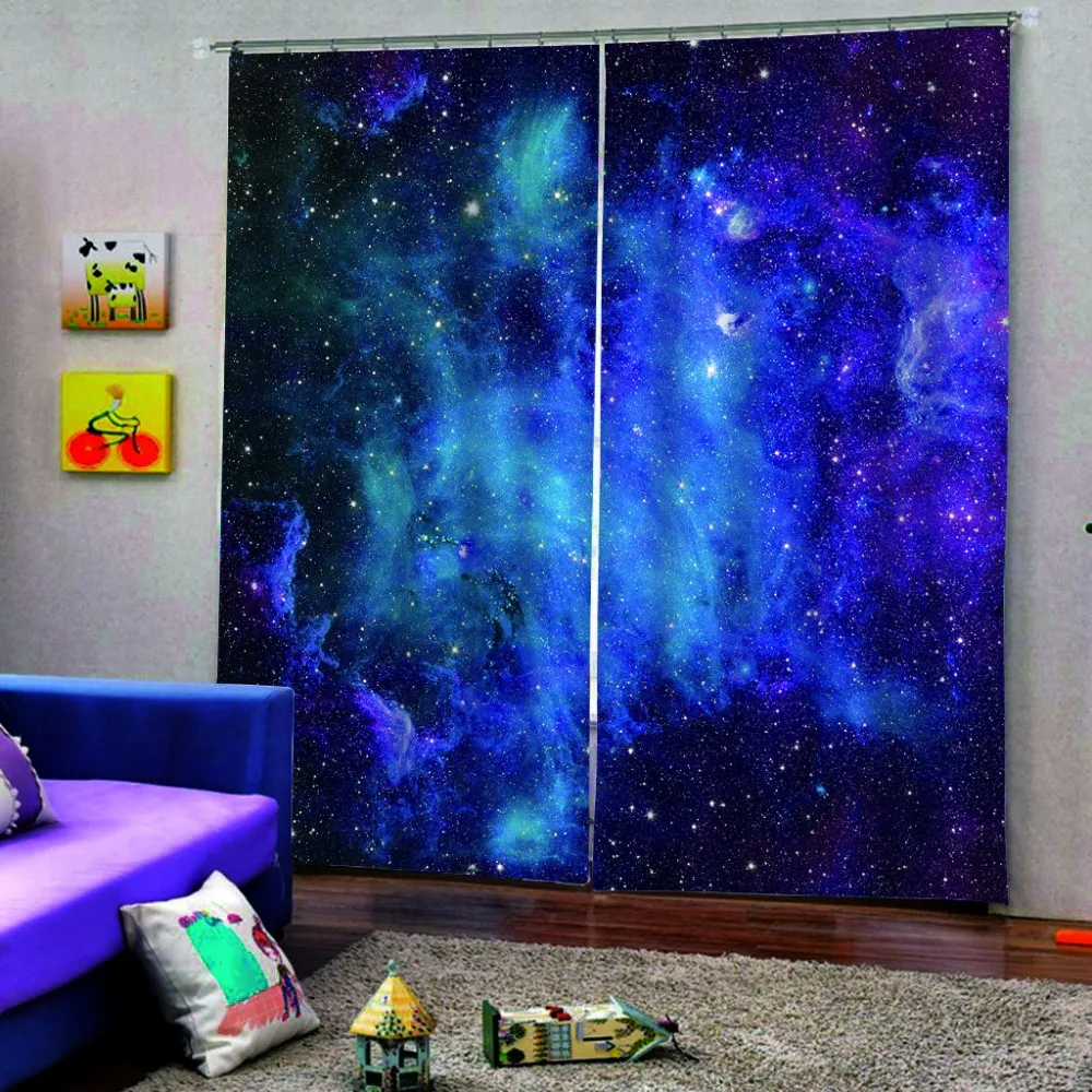 blue sky curtains star 3D Curtains Living Room Bedroom Drapes Cortinas Customized size Blackout curtain