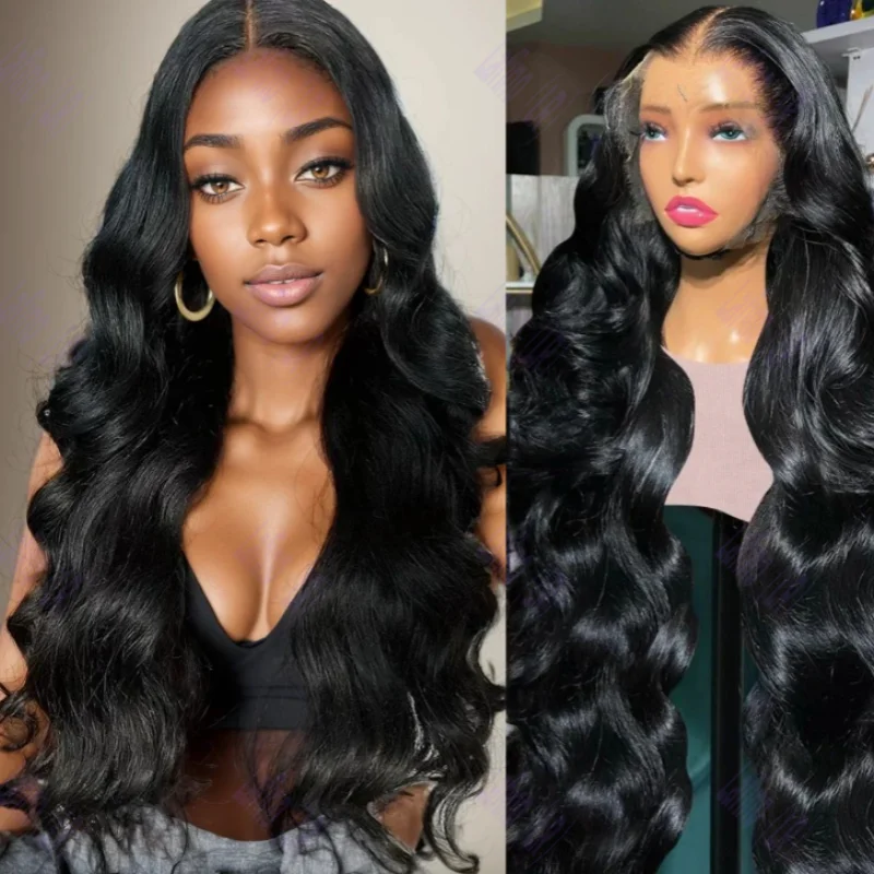 

Natural Black HD Lace Front Wig Human Hair 13x6 HD Lace Frontal Wig Body Wave Human Hair Wigs 40 Inch Long Loose Deep Wig 100%
