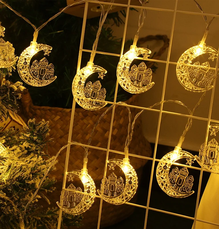 LED Moon Castle String Lights Middle East Festival Decorative Colorful Star Moon Battery Box Atmosphere Lights