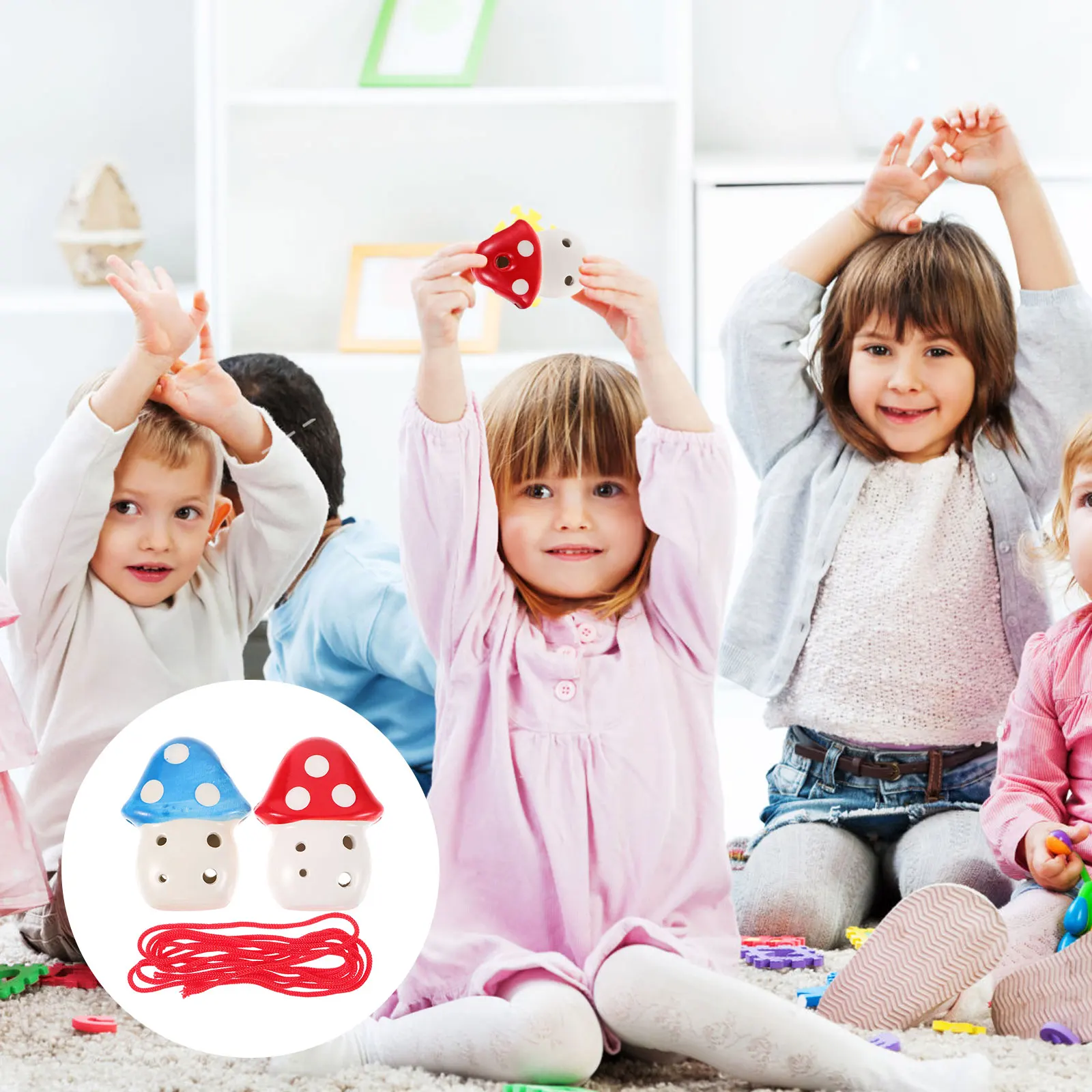 

2Pcs 6-Hole Mushroom Ocarina Beginner Music Instrument Compact Ceramic Ocarina for Practice Ethnic Instrument