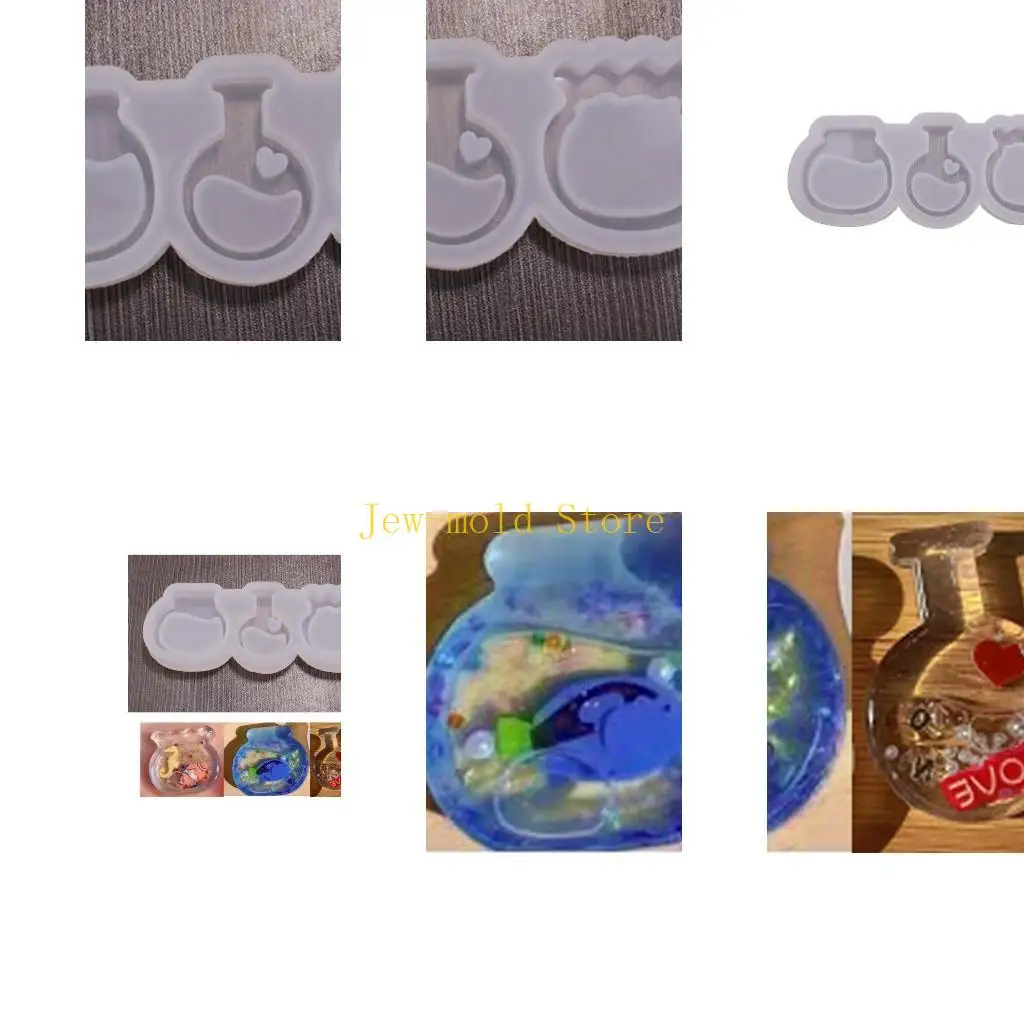 

C71B DIY Wishing Bottle Silicone Epoxy Mold DIY Keychain Pendant Jewelry Crafting Mould for Valentine Love Gift
