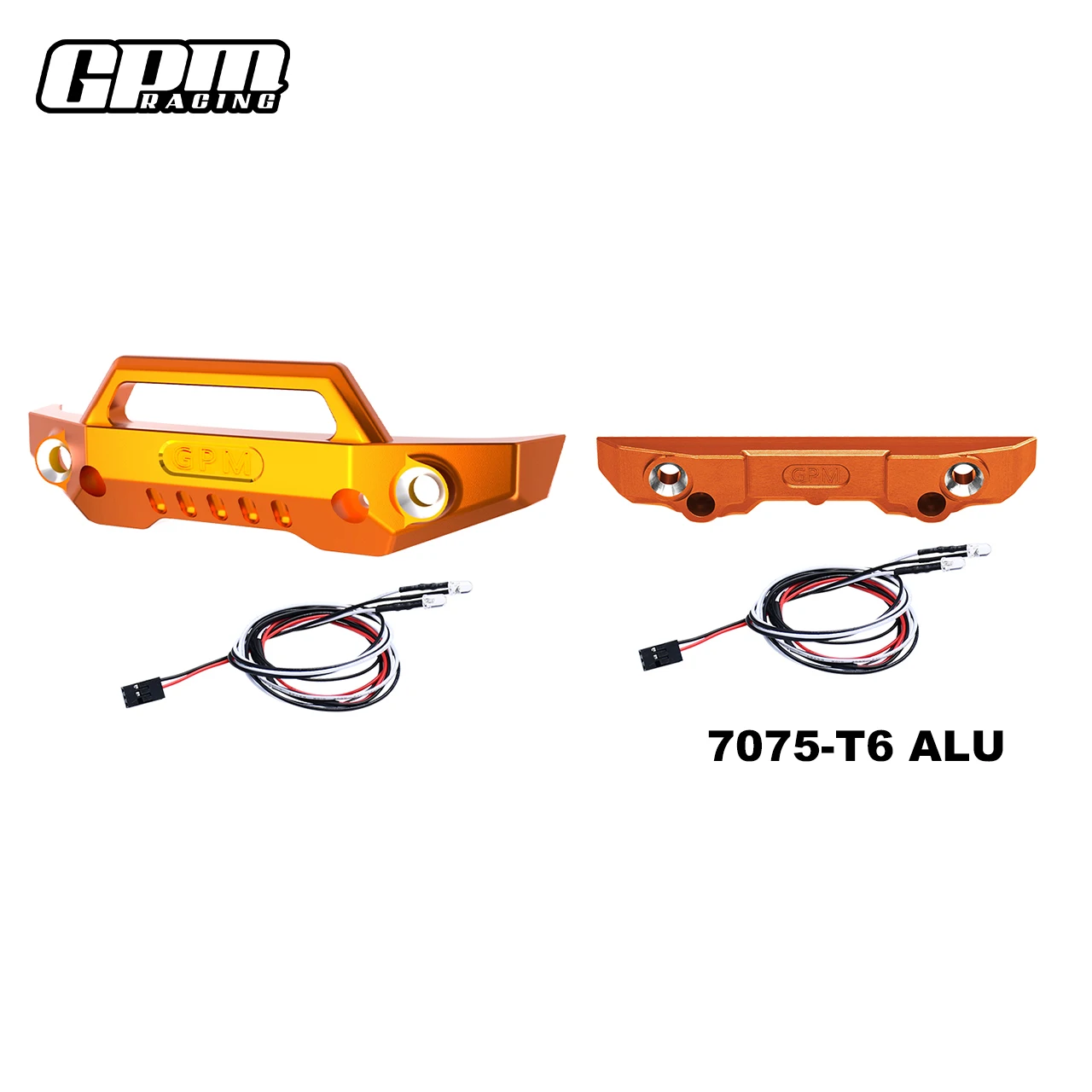 المصد الأمامي والخلفي من خليط معدني GPM 7075 مع أضواء LED لـ TRAXXAS Mini Maxx