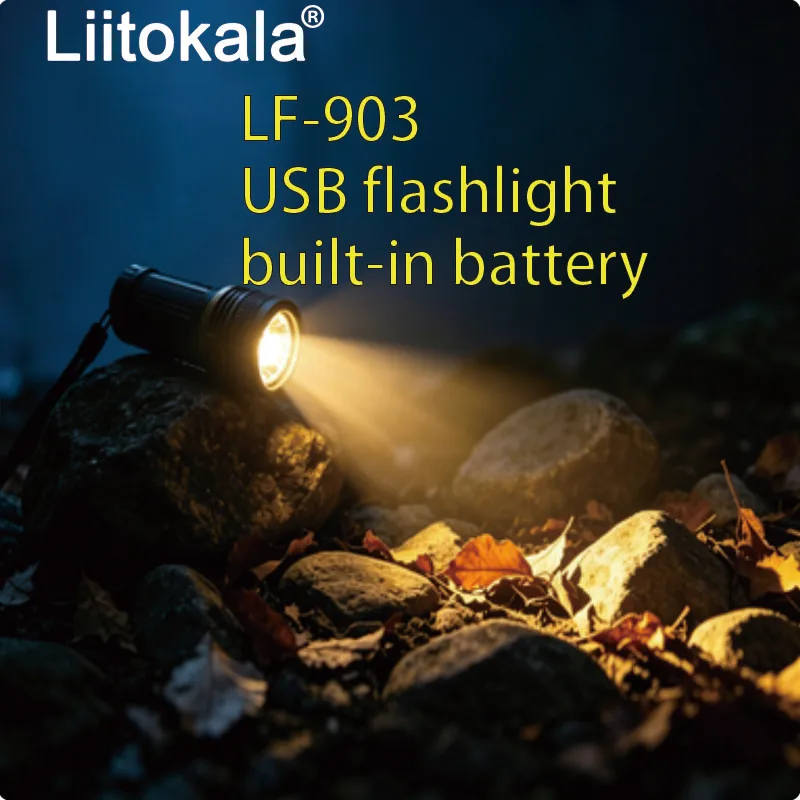 

USB-фонарь LiitoKala LF-903, портативный, сверхъяркий, для дальних расстояний, для улицы, для дома, со встроенным аккумулятором.