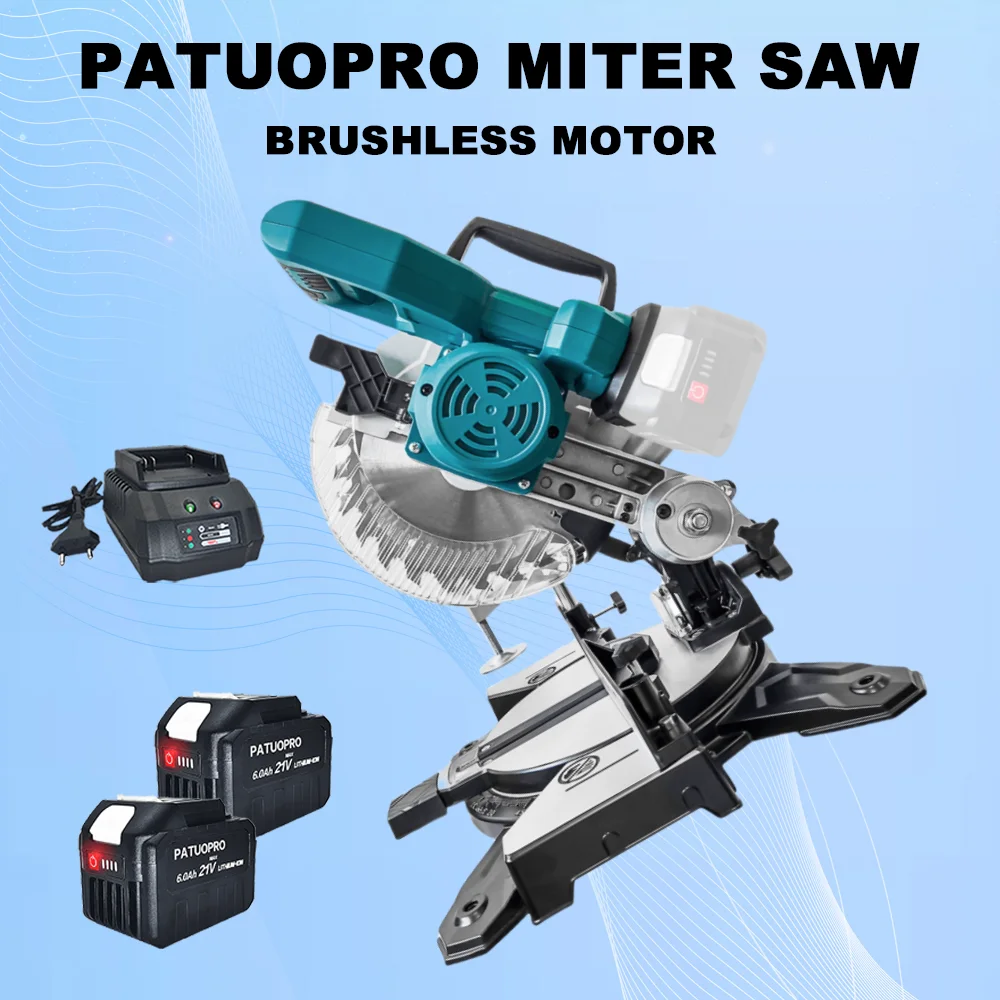 

PATUOPRO Cordless Electric Saw Brushless Miter Saw Battery Powered Wood Metal Pipe Cutting Power Tools For Makita 18V Battery
