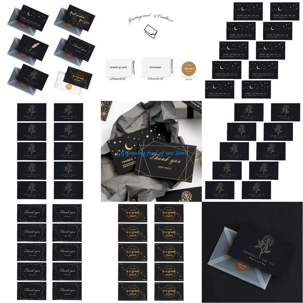 

H9EB 10 Pcs Blank Thank You Cards With Envelopes Stickers for Wedding, Baby Shower, Graduation, Small Business, Online Store