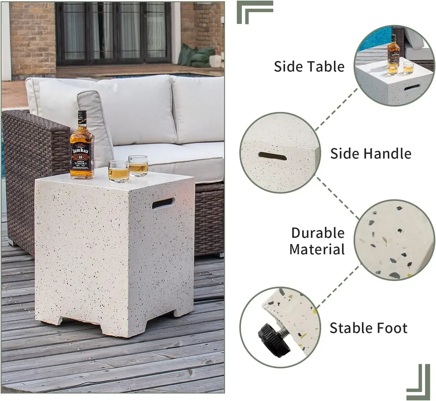 [مخزون محدود، اشتر الآن! ] طقم طاولة حفرة نار البروبان الخارجية مكون من قطعتين مع طاولة خزان، طاولة حريق مستطيلة مقاس 42 بوصة (CSA Certifi