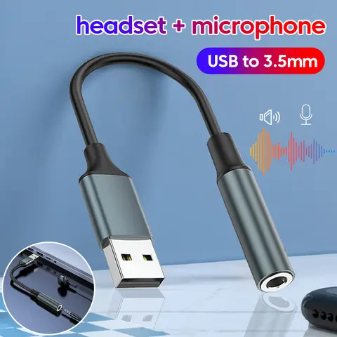 USB to 3.5mm Audio Adapter External Sound Card USB Male to 3 5 Jack Aux Female Headset Mic Speaker Converter For PC Laptop PS5 4