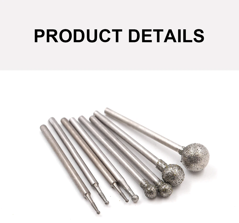 Professionelle Präzisions-Diamantschleifbits - 3mm Schaft Rotationswerkzeug-Zubehör zum Schnitzen, Polieren & Gravieren – Detail 2