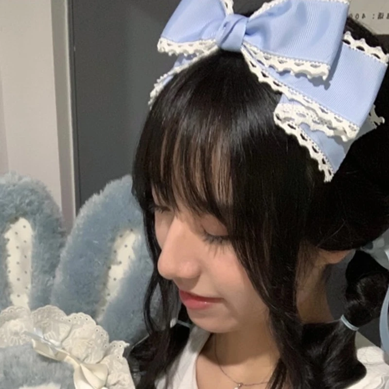 Übergroße Haarschleife, große Stoff-Haarschleife mit Alligator-Clip, süßes, gotisches Haar-Accessoire für Damen, Mädchen, Cosplay, Party – Detail 7