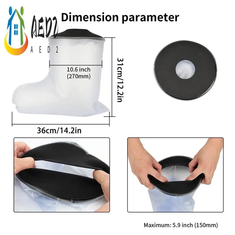 AED2-6X مقاوم للماء يلقي غطاء الساق للكبار الكاحل دش حمام مقاوم للماء حامي القدمين الجروح للسباحة حمام الملحقات #1