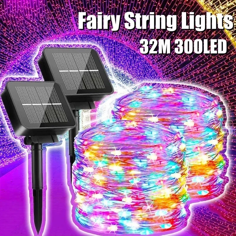 

Солнечные гирлянды, 8 режимов, уличные водонепроницаемые гирлянды для сада, двора, дерева, свадьбы, праздничного освещения, фонари на солнечной энергии