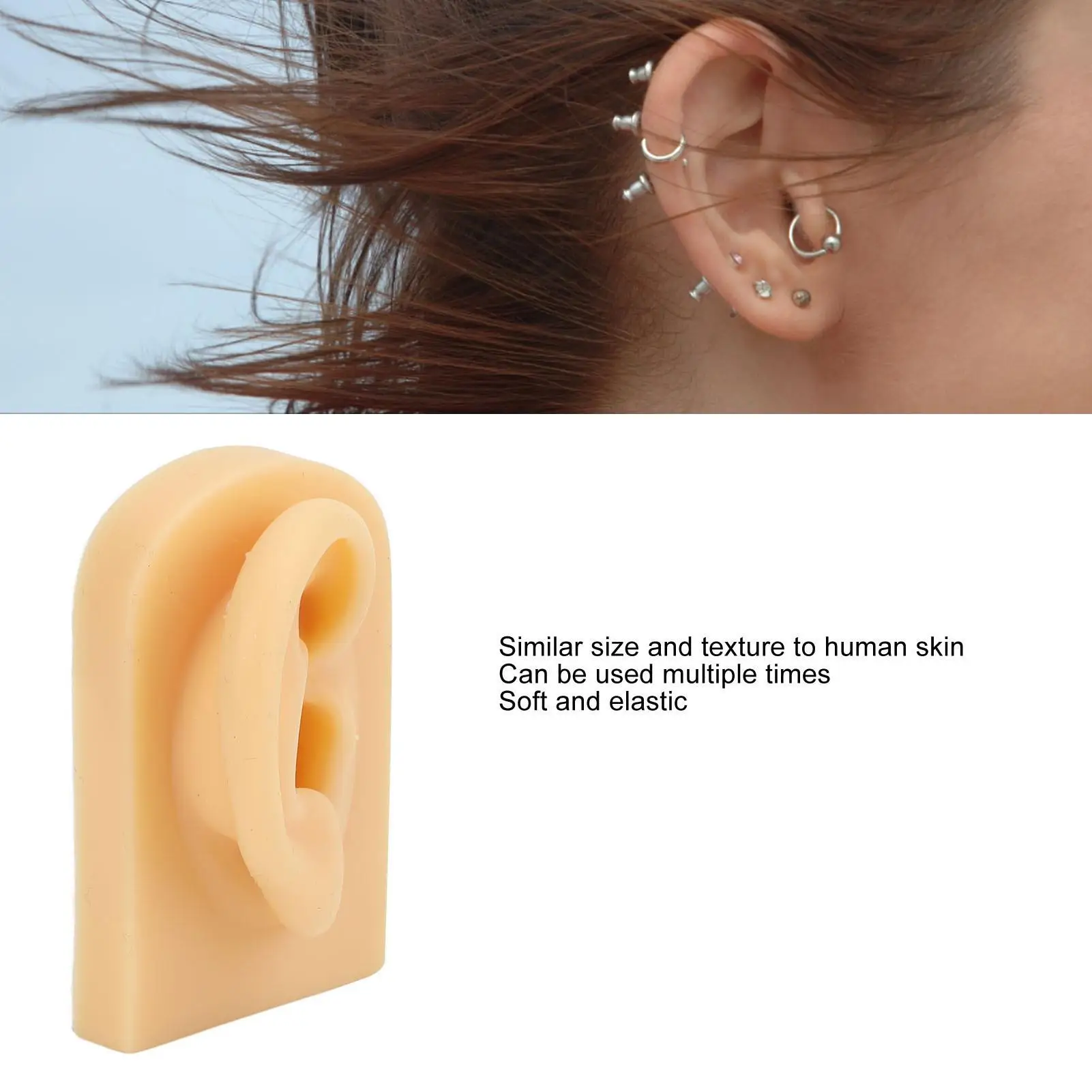 Silicone Human Ear Model for hearing Device Display - Reusable Beginner Friendly