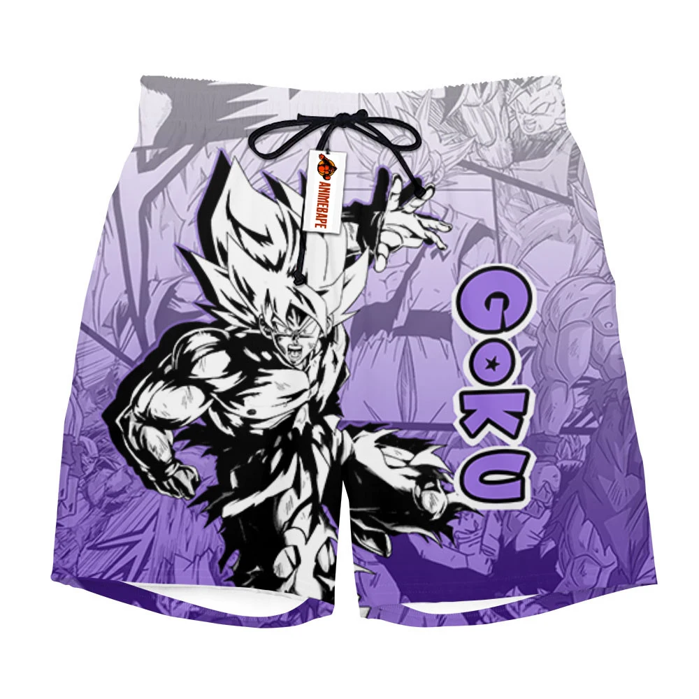 

Мужские быстросохнущие шорты с принтом Dragon Ball Z Goku Super Saiyan Purple Gradient Manga Print 2026, повседневные дышащие пляжные шорты в стиле аниме