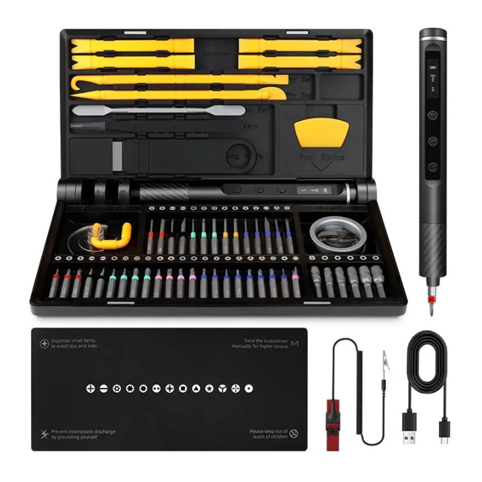 71-in-1 Precision Electric Screwdriver Set, S2 High-Hardness Alloy with LED Light, Repair Tool Kit for Computer, Eyeglasses
