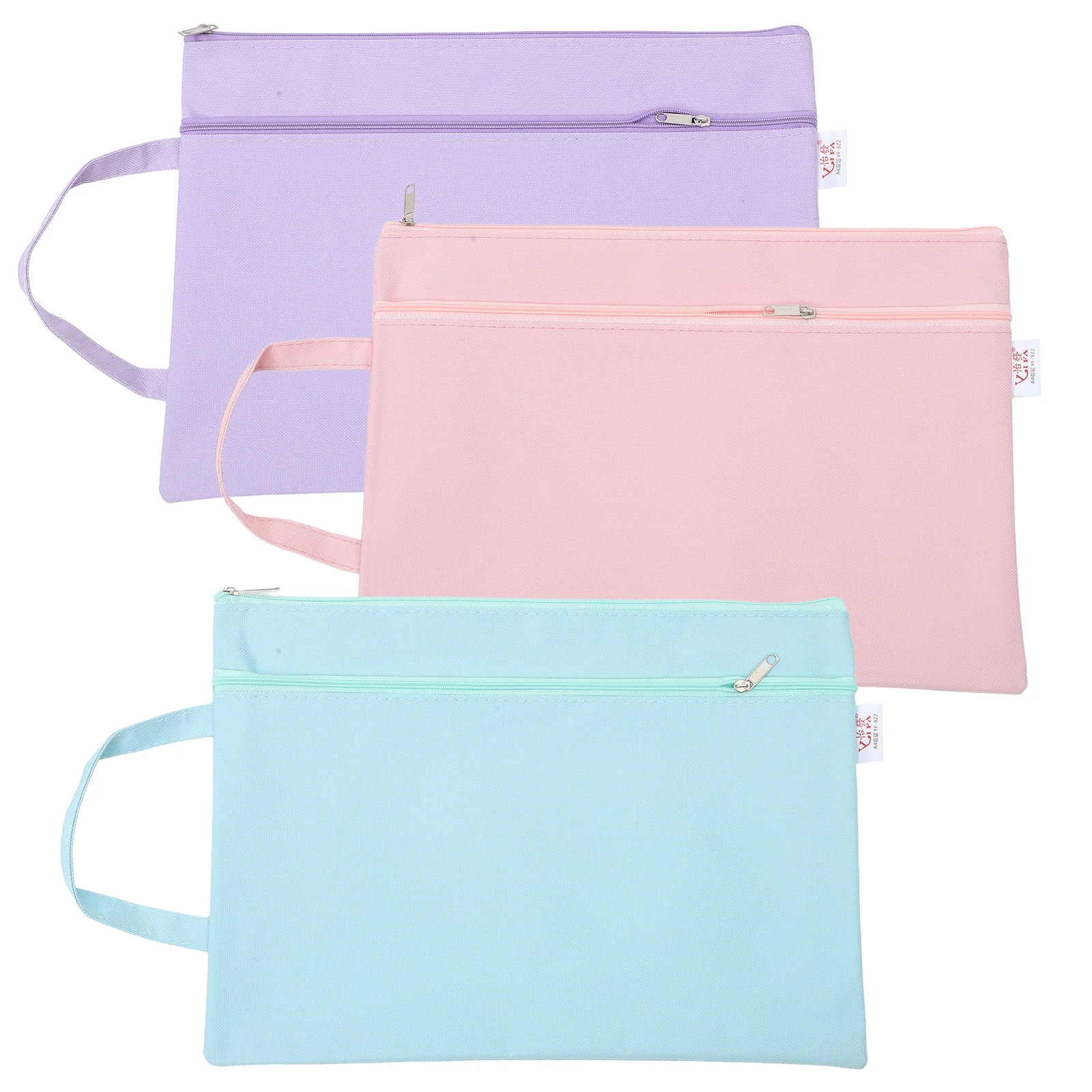 

3 Pcs A4 Waterproof Storage Bag Pen Bags Folder Office Stationery File Pouches Oxford Cloth with Zipper Student
