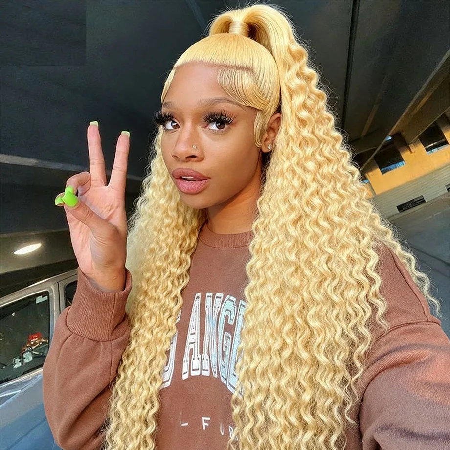 

613 Hd Lace Frontal Wig 13x6 Honey Blonde Curly Lace Front Wigs Human Hair 13x4 HD Deep Water Wave Lace Front Human Hair Wigs