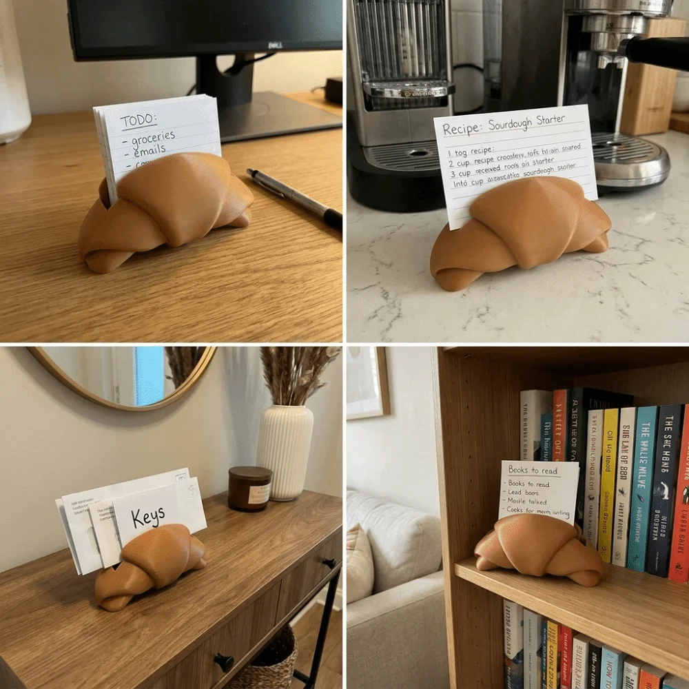 3D Printing Business Card Holder Plastic Croissant Shaped Desktop Card Holder Card Organizer Desktop Ornament Office Supplies