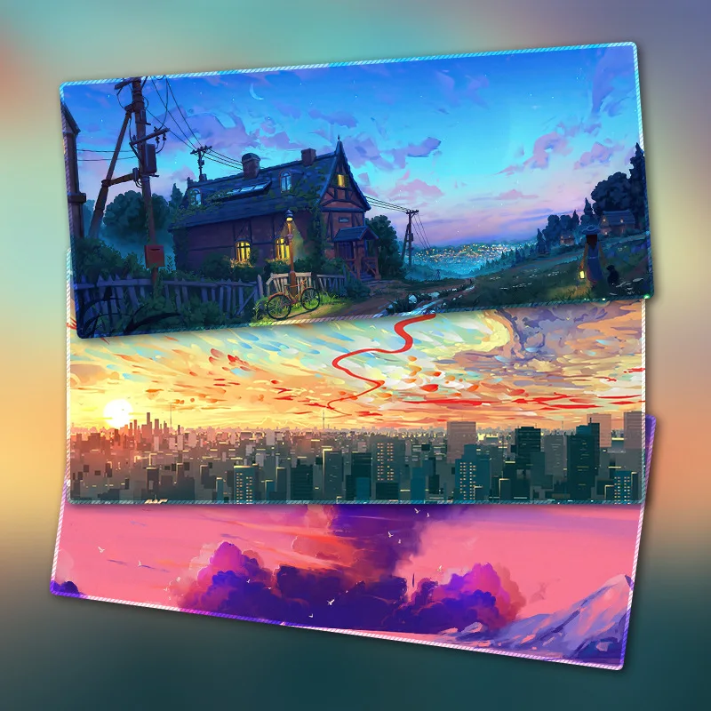 Anime Cute Mouse Pad Landscape Large Keyboard Pad Japanese Esports Office Desk Pad Pc Gaming Accessories Gamer Setup Decoration
