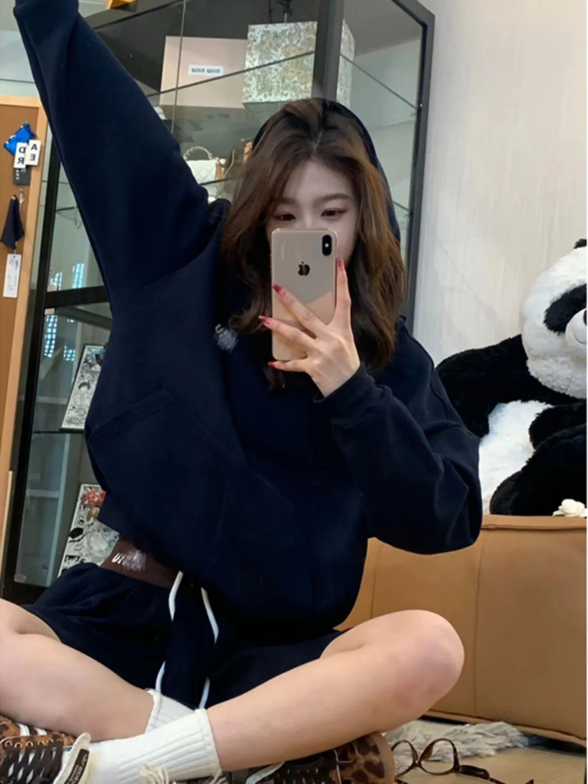 

Early Spring Casual Korean Sle Hoodie Skirt Set Women's Faion Two-Piece Suit Long Sve Overhead for Ages 8-25