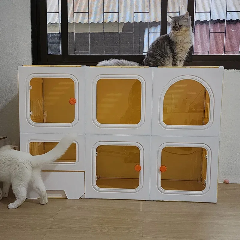 Nordic Simple Cat Cages Home Cat House Light Luxury Indoor Super Large Free Space Cat Cage Cat Litter Box Integrated Cat Villa